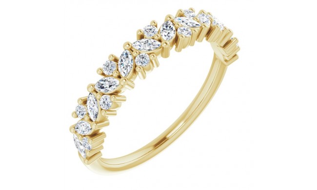 14K Yellow 1/2 CTW Diamond Tilted Marquise Anniversary Band