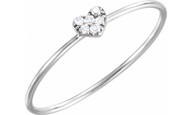 14K White .03 CTW Diamond Petite Heart Ring