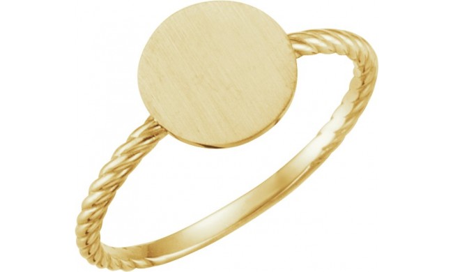 14K Yellow Round Engravable Rope Ring