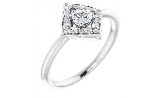 14K White 1/3 CTW Diamond Halo-Style Clover Ring