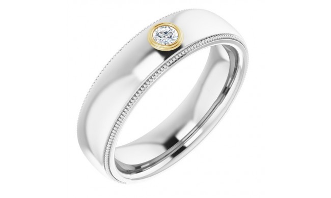14K White & Yellow 1/10 CTW Men's Diamond Ring