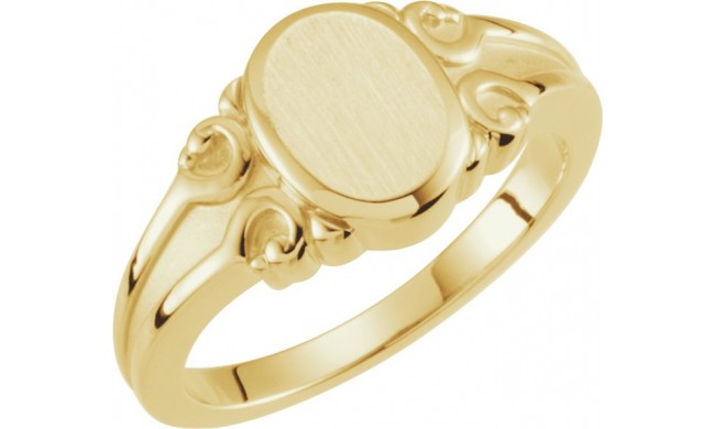 14K Yellow 9.7x8 mm Oval Signet Ring