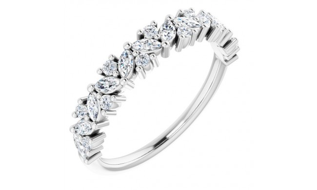 14K White 1/2 CTW Diamond Tilted Marquise Anniversary Band