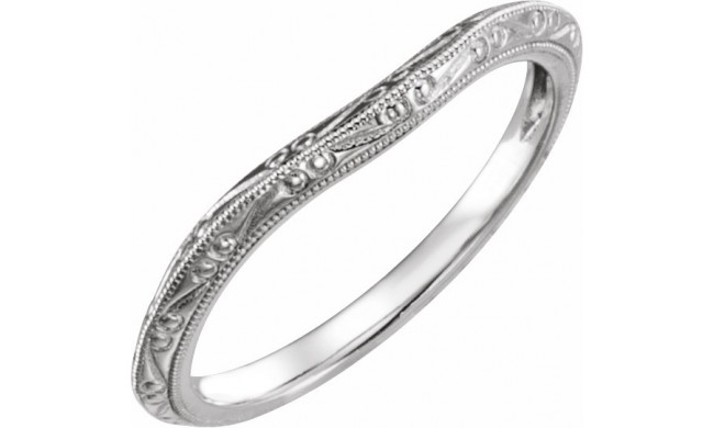 14K White Design-Engraved Band for 5.2 mm Engagement Ring
