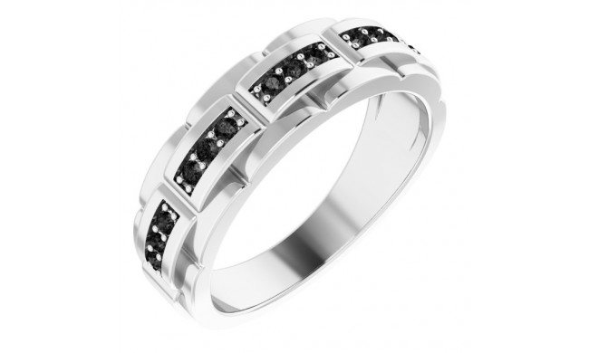 14K White 1/4 CTW Black Diamond Pattern Ring