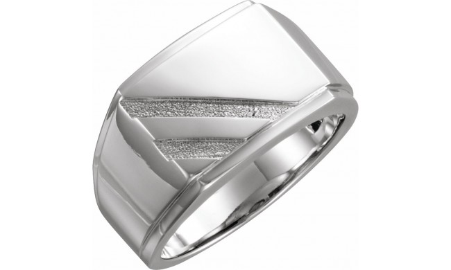 14K White 16x13 mm Rectangle Signet Ring