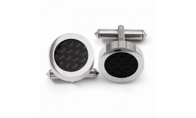 Chisel Titanium Black Carbon Fiber Cufflinks