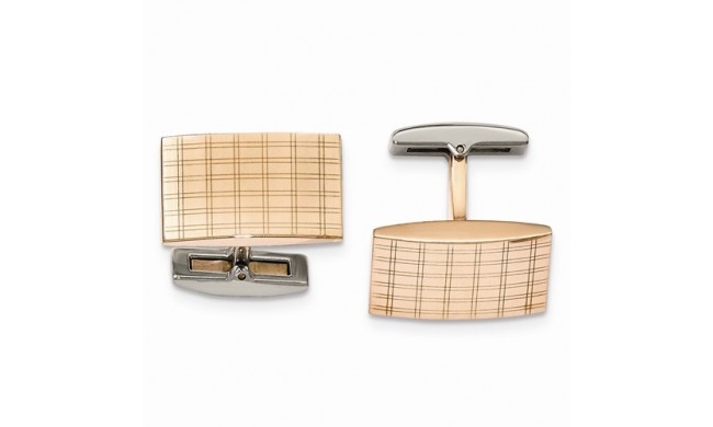 Chisel Stainless Steel Polished Rose IP Plated Laser Design Cufflinks