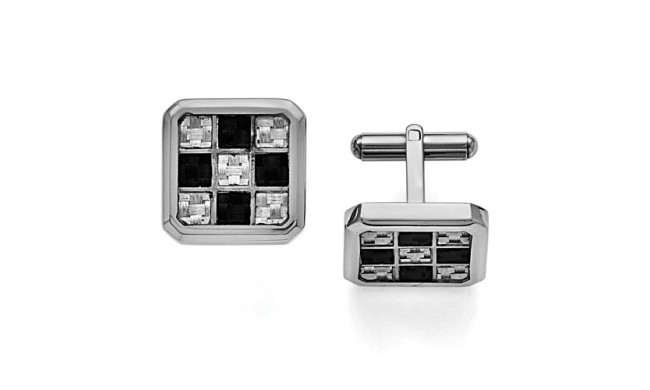 Chisel Stainless Steel Black And Grey Carbon Fiber Cufflinks