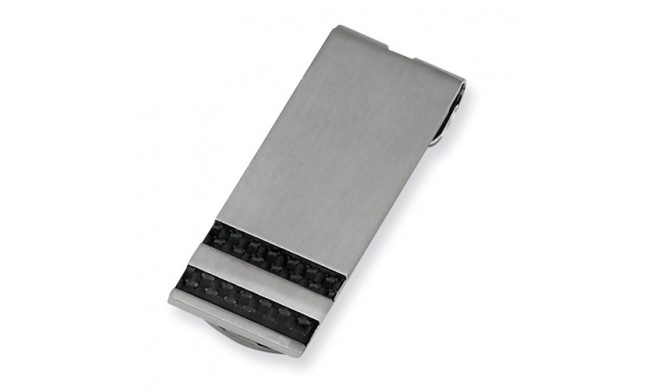 Chisel Stainless Steel Brushed Black Carbon Fiber Money Clip