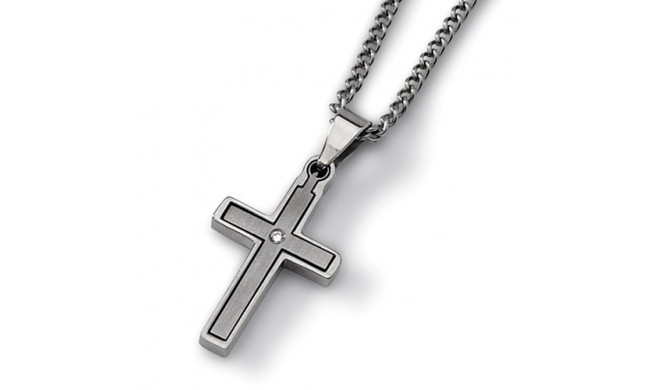 Chisel Titanium .03ct. Diamond Accent Cross 22in Necklace