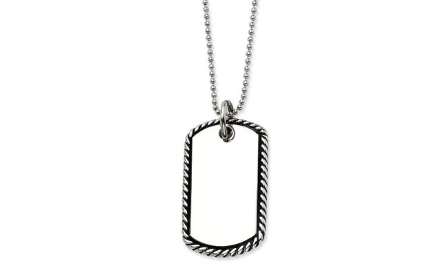 Chisel Stainless Steel Twisted Rope Edge Dog Tag Pendant Necklace