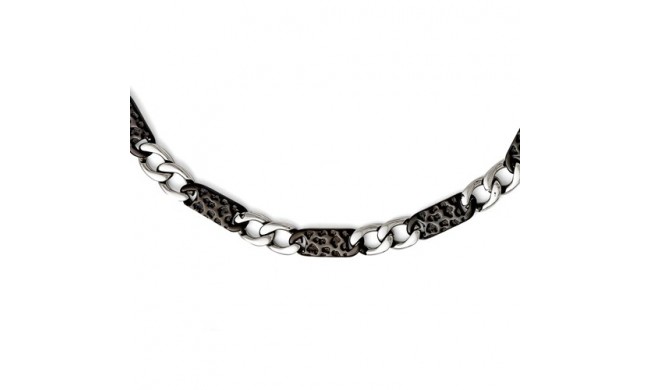 Chisel Stainless Steel Polished Black IP-Plated Link Necklace