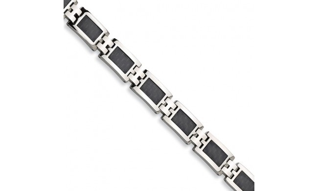 Chisel Stainless Steel Black Carbon Fiber 9in Bracelet