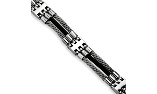 Chisel Stainless Steel Wire With Black Rubber 8.75in Bracelet