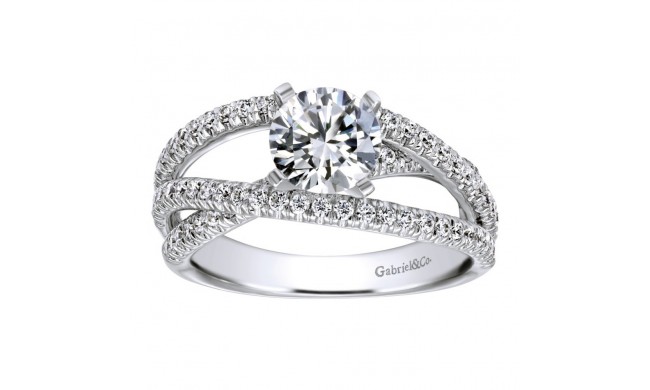 14k White Gold 0.57ct Diamond Gabriel & Co Free Form Semi Mount Engagement Ring