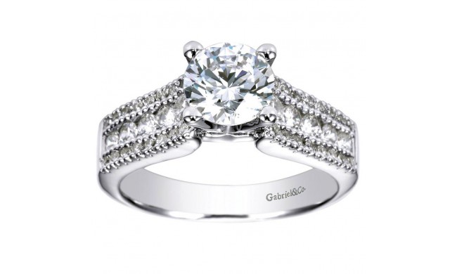 14k White Gold 0.52ct Diamond Gabriel & Co Straight Semi Mount Engagement Ring