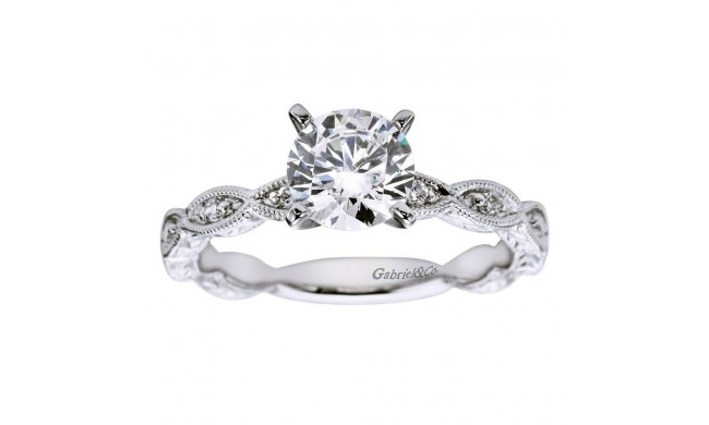 14k White Gold 0.13ct Diamond Gabriel & Co Straight Semi Mount Engagement Ring