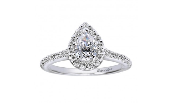 14k White Gold 0.32ct Diamond Gabriel & Co Halo Semi Mount Engagement Ring