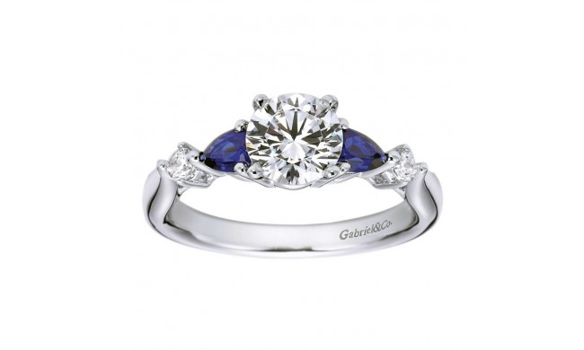 14k White Gold 0.62ctw Diamond and Sapphire Gabriel & Co Straight Semi Mount Engagement Ring