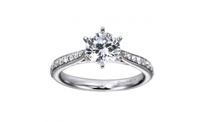 14k White Gold 0.25ct Diamond Gabriel & Co Straight Semi Mount Engagement Ring