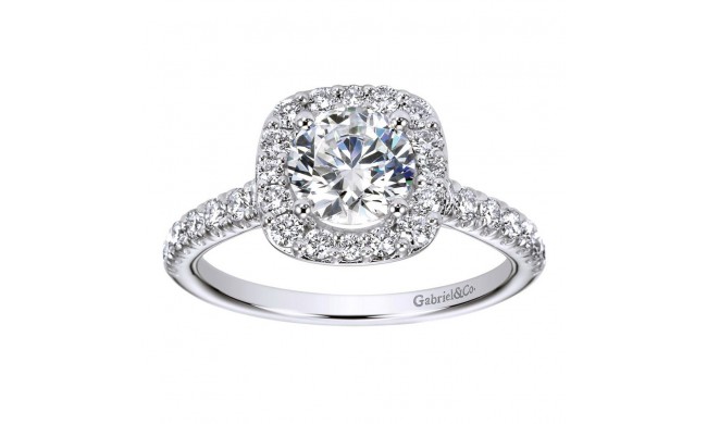 14k White Gold 0.55ct Diamond Gabriel & Co Halo Semi Mount Engagement Ring