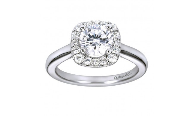 14k White Gold 0.29ct Diamond Gabriel & Co Halo Semi Mount Engagement Ring