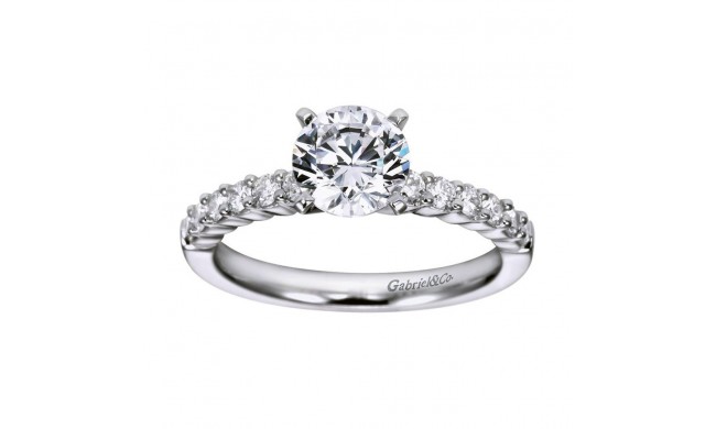 14k White Gold 0.36ct Diamond Gabriel & Co Straight Semi Mount Engagement Ring