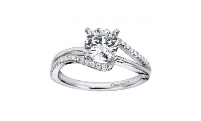 14k White Gold 0.20ct Diamond Gabriel & Co Bypass Semi Mount Engagement Ring