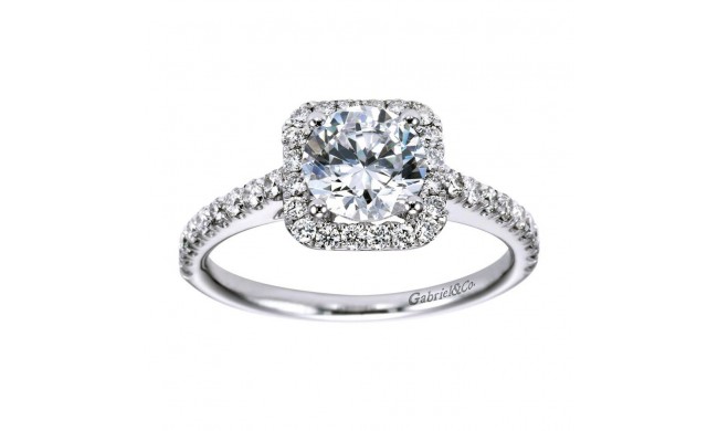 14k White Gold 0.45ct Diamond Gabriel & Co Halo Semi Mount Engagement Ring