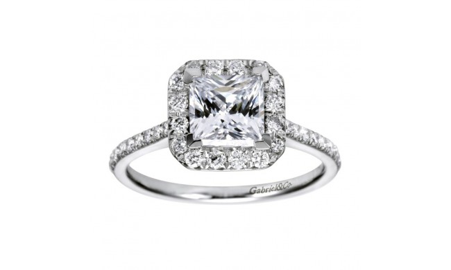 14k White Gold 0.37ct Diamond Gabriel & Co Halo Semi Mount Engagement Ring
