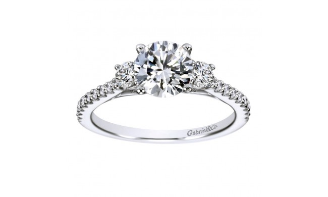14k White Gold 0.45ct Diamond Gabriel & Co 3 Stone Semi Mount Engagement Ring