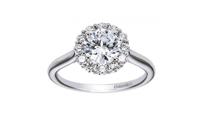 14k White Gold 0.42ct Diamond Gabriel & Co Halo Semi Mount Engagement Ring