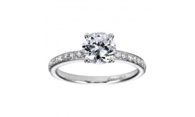 14k White Gold 0.25ct Diamond Gabriel & Co Straight Semi Mount Engagement Ring