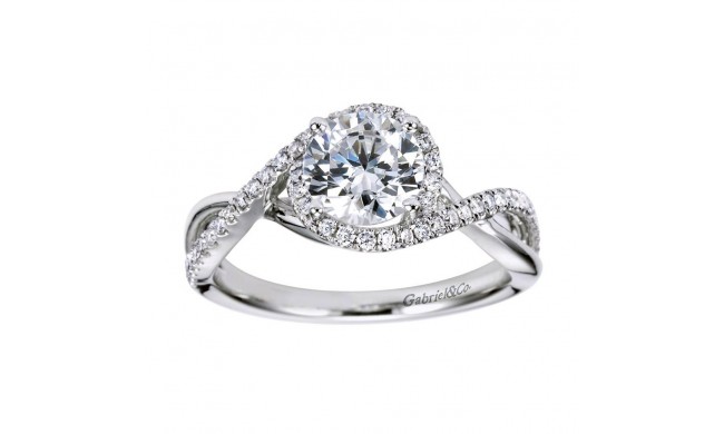 14k White Gold 0.24ct Diamond Gabriel & Co Criss Cross Semi Mount Engagement Ring