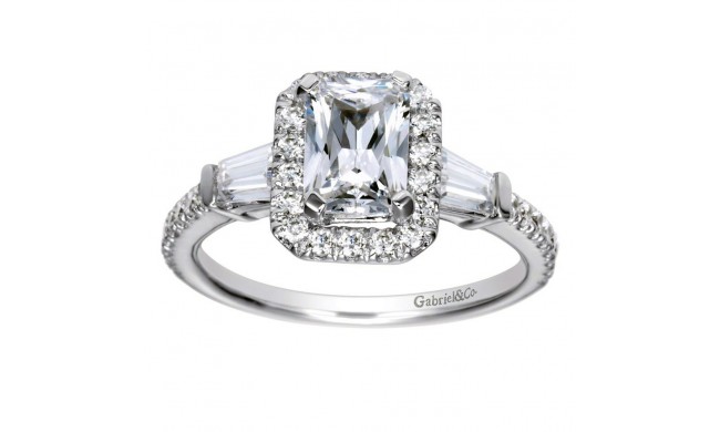 14k White Gold 0.54ct Diamond Gabriel & Co Halo Semi Mount Engagement Ring