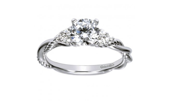 14k White Gold 0.13ct Diamond Gabriel & Co Criss Cross Semi Mount Engagement Ring