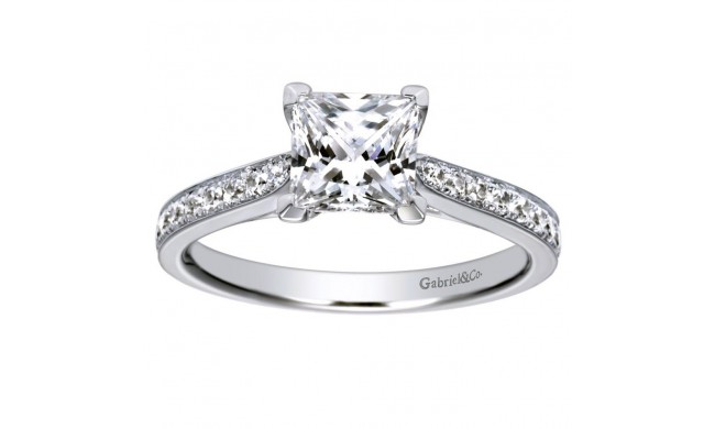 14k White Gold 0.32ct Diamond Gabriel & Co Straight Semi Mount Engagement Ring