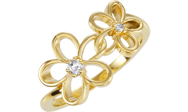 14k Yellow Gold Diamond Floral Fashion Ring