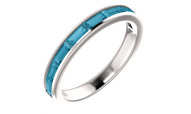14k White Gold Blue Topaz Stackable Ring