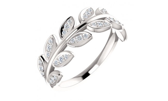 14k White Gold Diamond Leaf Fashion Ring