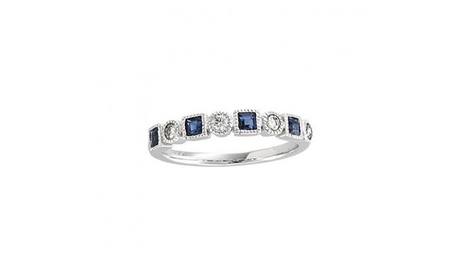 14k White Gold Diamond and Sapphire Stackable Ring