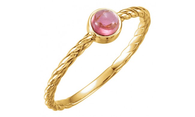 14k Yellow Gold Pink Tourmaline Rope Stackable Ring