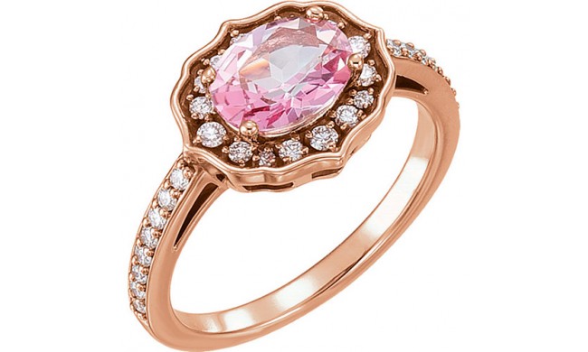 14k Rose Gold 1/3ct Diamond and Pink Topaz Ring