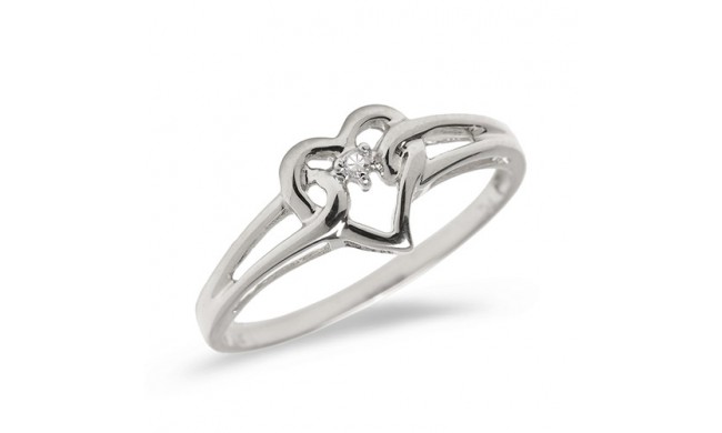 10K White Gold Diamond Heart Ring