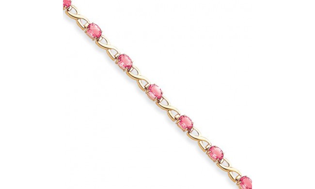 Quality Gold 14k Yellow Gold 7x5mm Oval Pink Sapphire Bracelet