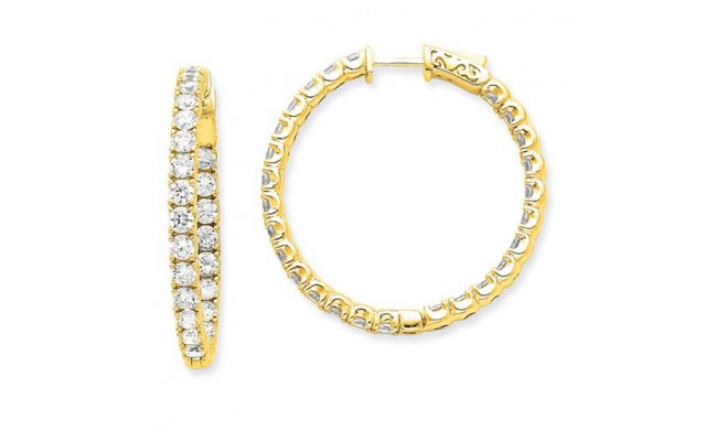 Quality Gold 14k Diamond Round Hoop W/Safety Clasp Earrings
