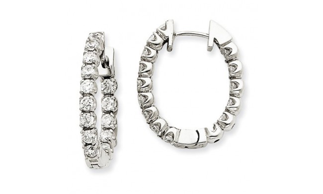 Quality Gold 14k White Gold & Diamond Hinged Hoop Earrings