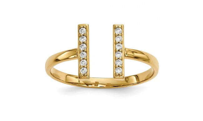 Quality Gold 14k Yellow Gold Diamond Double Bar Ring