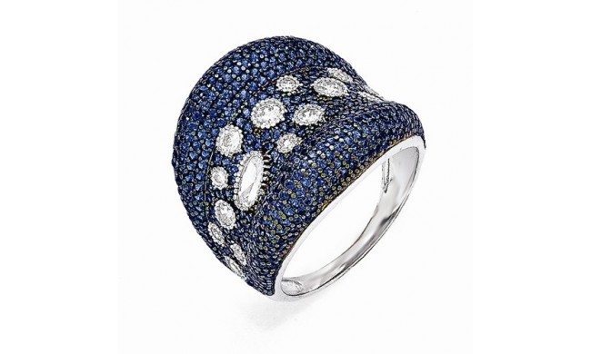 Quality Gold Sterling Silver White & Blue CZ Brilliant Embers Ring